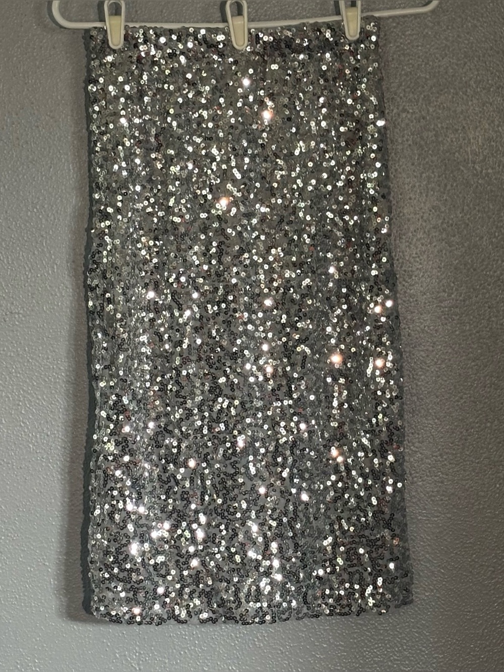 NWT Pretty Guide Grey Base Silver Sequin Pencil Skirt Womens Size S